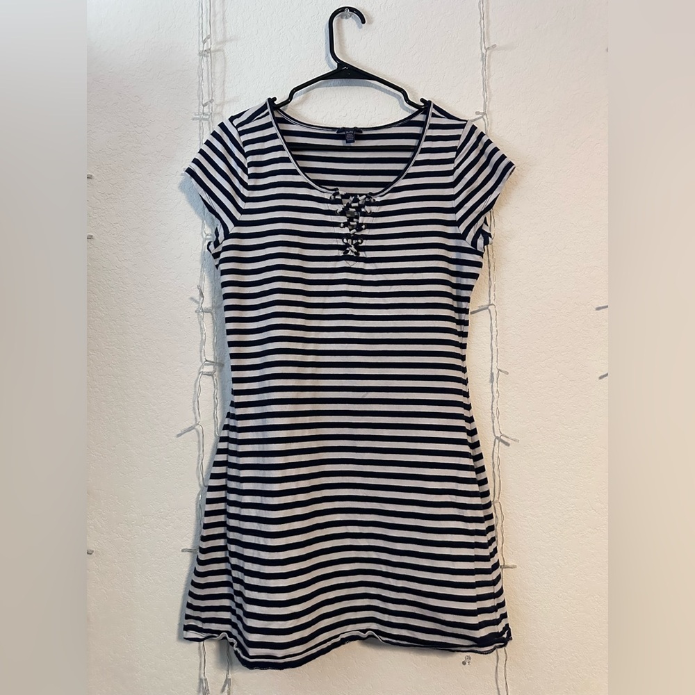 Aeropostale Midnight Blue and White Striped Mini Dress